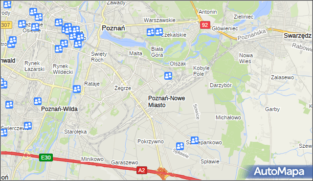 mapa Nowe Miasto gmina Poznań, Nowe Miasto gmina Poznań na mapie Targeo