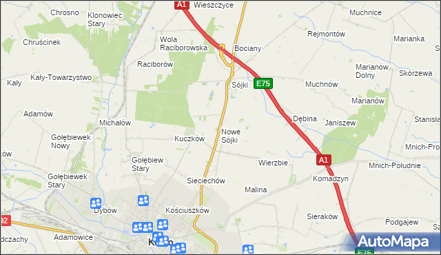 mapa Nowe Sójki, Nowe Sójki na mapie Targeo