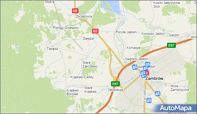 mapa Nowe Zakrzewo, Nowe Zakrzewo na mapie Targeo