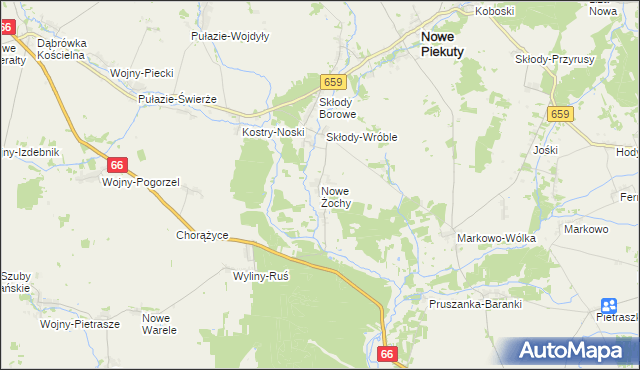 mapa Nowe Żochy, Nowe Żochy na mapie Targeo