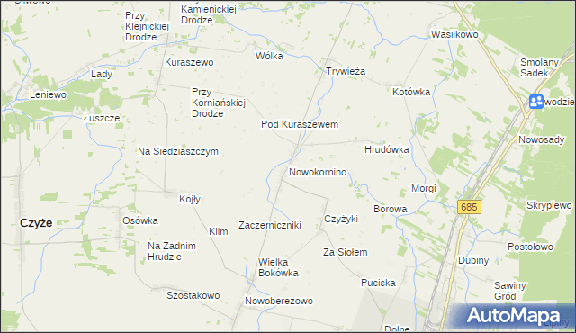 mapa Nowokornino, Nowokornino na mapie Targeo