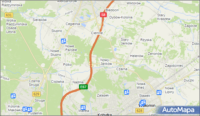 mapa Nowy Janków, Nowy Janków na mapie Targeo