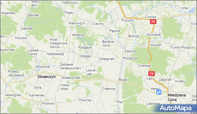 mapa Oblęgorek, Oblęgorek na mapie Targeo