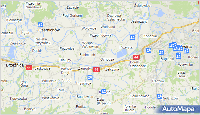 mapa Ochodza gmina Skawina, Ochodza gmina Skawina na mapie Targeo