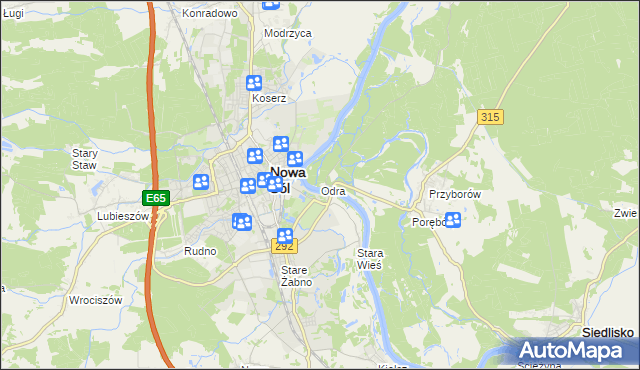 mapa Odra gmina Nowa Sól, Odra gmina Nowa Sól na mapie Targeo