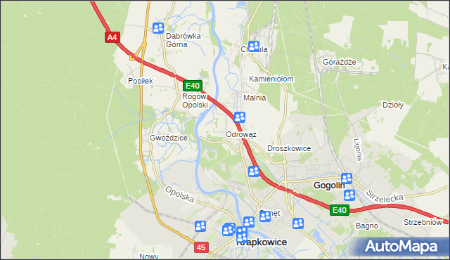 mapa Odrowąż gmina Gogolin, Odrowąż gmina Gogolin na mapie Targeo