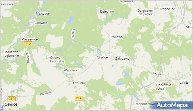 mapa Okalice, Okalice na mapie Targeo