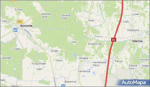 mapa Okrąglik gmina Woźniki, Okrąglik gmina Woźniki na mapie Targeo