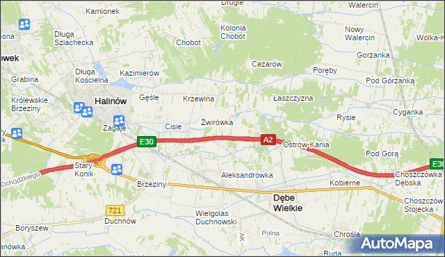 mapa Olesin gmina Dębe Wielkie, Olesin gmina Dębe Wielkie na mapie Targeo
