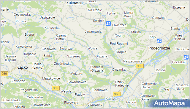 mapa Olszana, Olszana na mapie Targeo