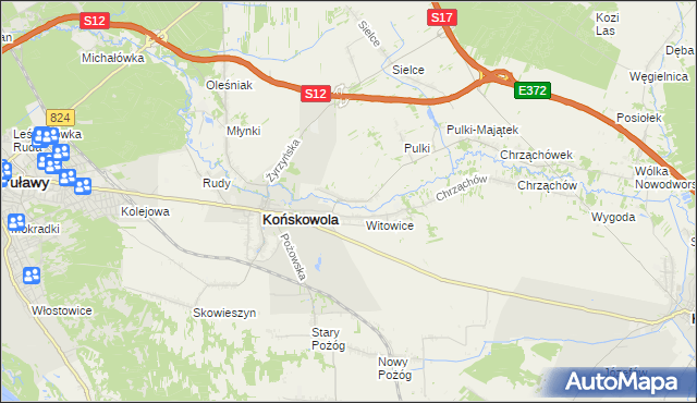 mapa Opoka gmina Końskowola, Opoka gmina Końskowola na mapie Targeo