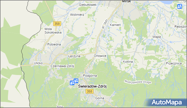 mapa Orłowice, Orłowice na mapie Targeo