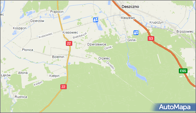 mapa Orzelec, Orzelec na mapie Targeo