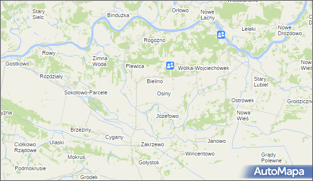 mapa Osiny gmina Rząśnik, Osiny gmina Rząśnik na mapie Targeo