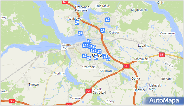 mapa Ostróda, Ostróda na mapie Targeo