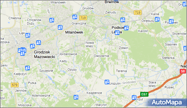 mapa Owczarnia gmina Brwinów, Owczarnia gmina Brwinów na mapie Targeo