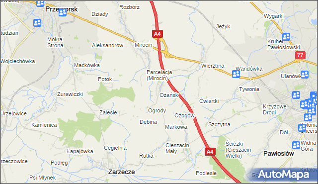 mapa Ożańsk, Ożańsk na mapie Targeo