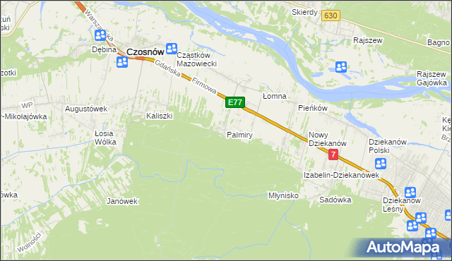 mapa Palmiry, Palmiry na mapie Targeo