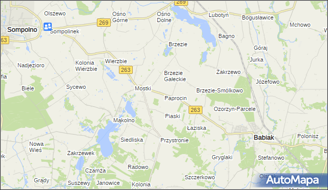 mapa Paprocin, Paprocin na mapie Targeo