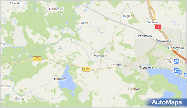 mapa Parsęcko, Parsęcko na mapie Targeo