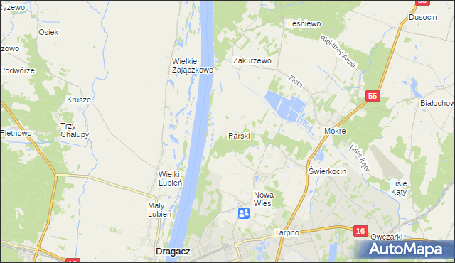 mapa Parski gmina Grudziądz, Parski gmina Grudziądz na mapie Targeo