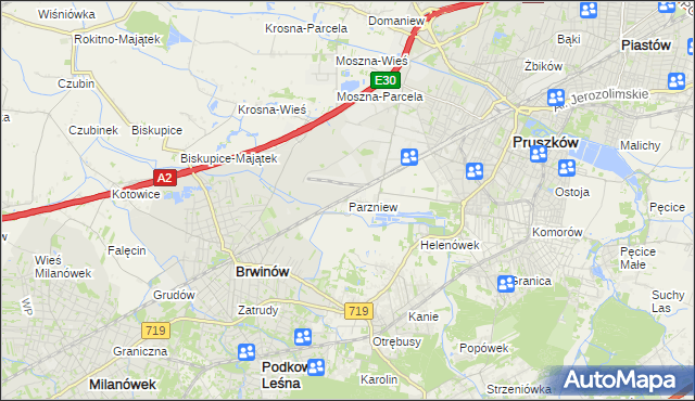 mapa Parzniew, Parzniew na mapie Targeo