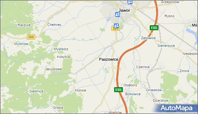 mapa Paszowice, Paszowice na mapie Targeo