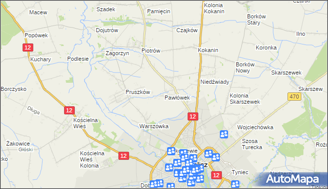 mapa Pawłówek gmina Blizanów, Pawłówek gmina Blizanów na mapie Targeo