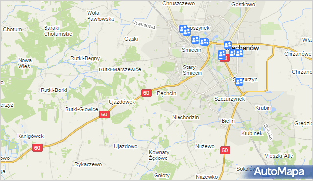 mapa Pęchcin, Pęchcin na mapie Targeo