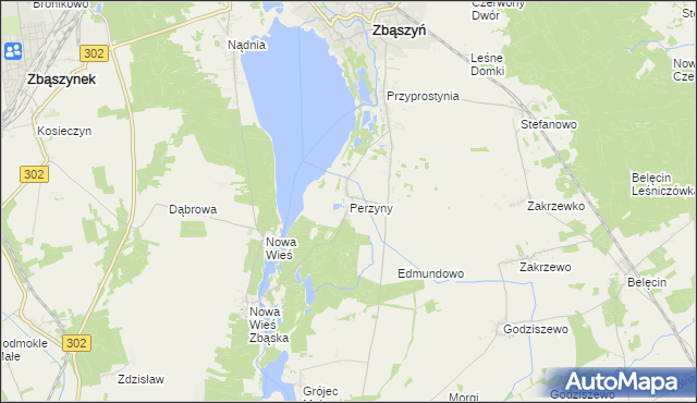 mapa Perzyny gmina Zbąszyń, Perzyny gmina Zbąszyń na mapie Targeo