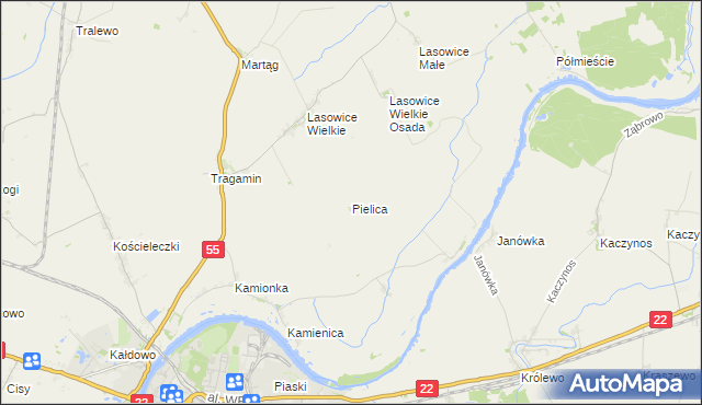mapa Pielica, Pielica na mapie Targeo