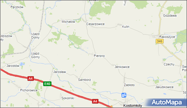 mapa Piersno gmina Kostomłoty, Piersno gmina Kostomłoty na mapie Targeo