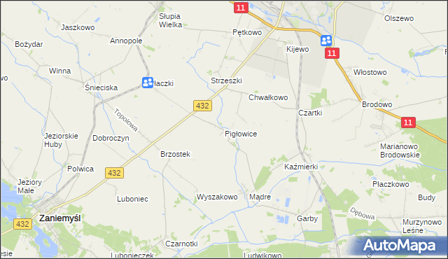 mapa Pigłowice, Pigłowice na mapie Targeo