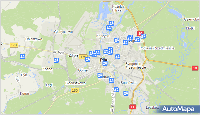 mapa Piły, Piła na mapie Targeo