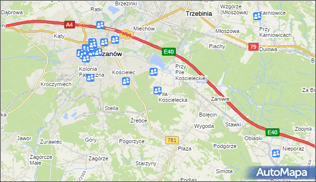 mapa Piła Kościelecka, Piła Kościelecka na mapie Targeo