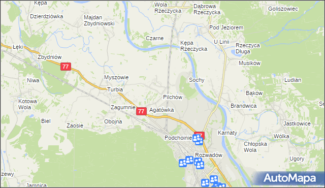 mapa Pilchów, Pilchów na mapie Targeo