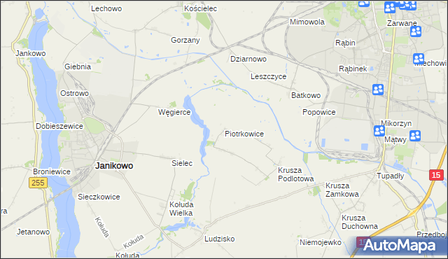 mapa Piotrkowice gmina Inowrocław, Piotrkowice gmina Inowrocław na mapie Targeo