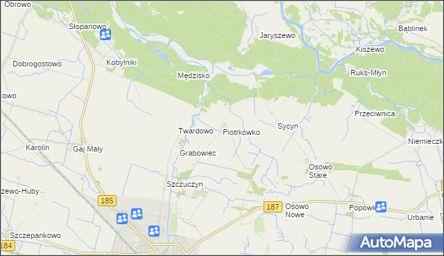 mapa Piotrkówko gmina Szamotuły, Piotrkówko gmina Szamotuły na mapie Targeo