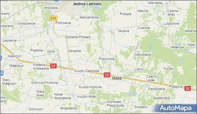 mapa Piskornica, Piskornica na mapie Targeo