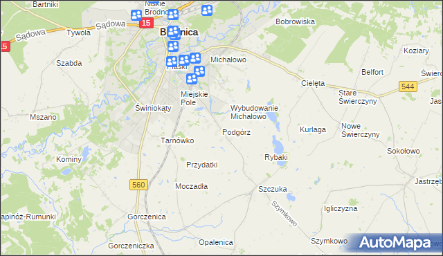 mapa Podgórz gmina Brodnica, Podgórz gmina Brodnica na mapie Targeo