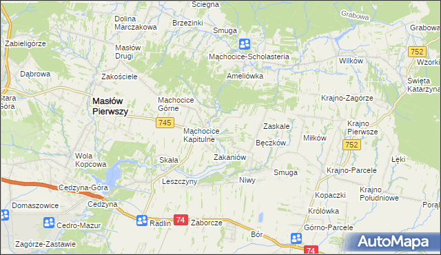 mapa Podmąchocice, Podmąchocice na mapie Targeo