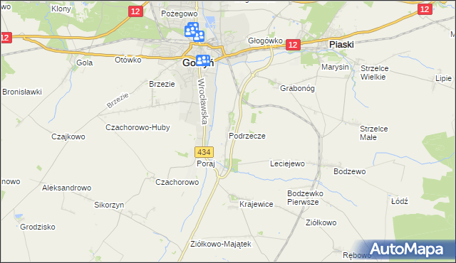 mapa Podrzecze gmina Piaski, Podrzecze gmina Piaski na mapie Targeo