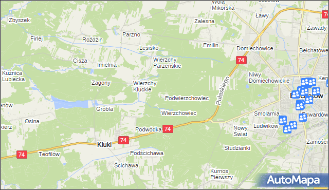 mapa Podwierzchowiec, Podwierzchowiec na mapie Targeo