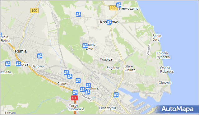 mapa Pogórze gmina Kosakowo, Pogórze gmina Kosakowo na mapie Targeo