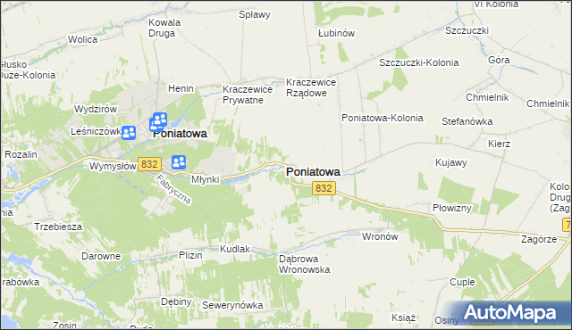 mapa Poniatowa powiat opolski, Poniatowa powiat opolski na mapie Targeo