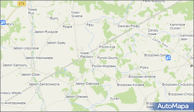 mapa Porośl-Głuchy, Porośl-Głuchy na mapie Targeo