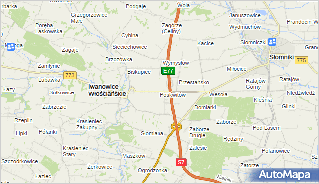 mapa Poskwitów, Poskwitów na mapie Targeo