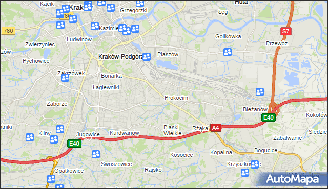 mapa Prokocim, Prokocim na mapie Targeo