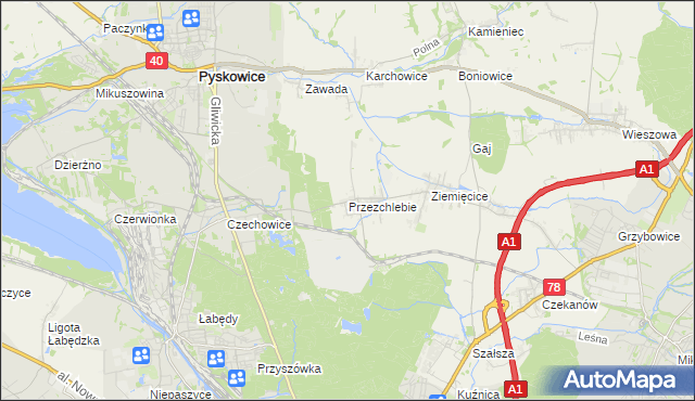 mapa Przezchlebie, Przezchlebie na mapie Targeo