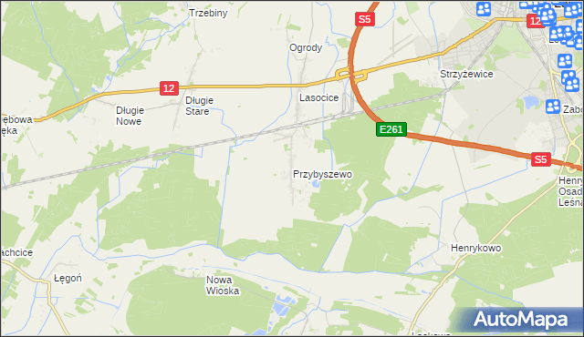 mapa Przybyszewo gmina Święciechowa, Przybyszewo gmina Święciechowa na mapie Targeo